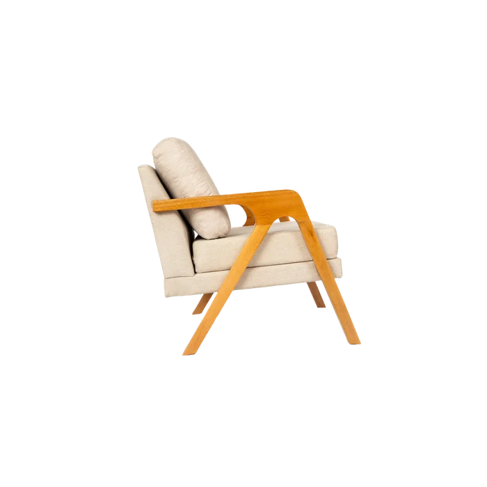 Kit 2 Poltronas Decorativas Luxo Linho Bege Claro