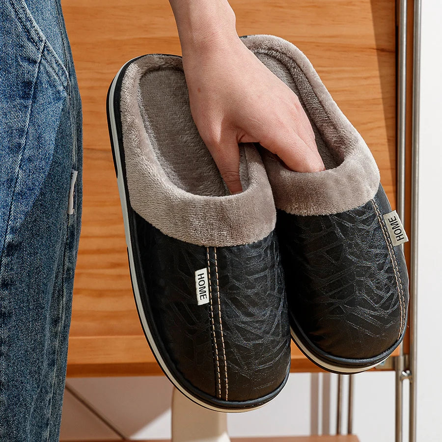 Pantufa de Couro com Forro em Algodão | Basicalle Relax