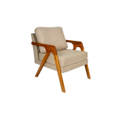 Kit 2 Poltronas Decorativas Luxo Linho Bege Claro