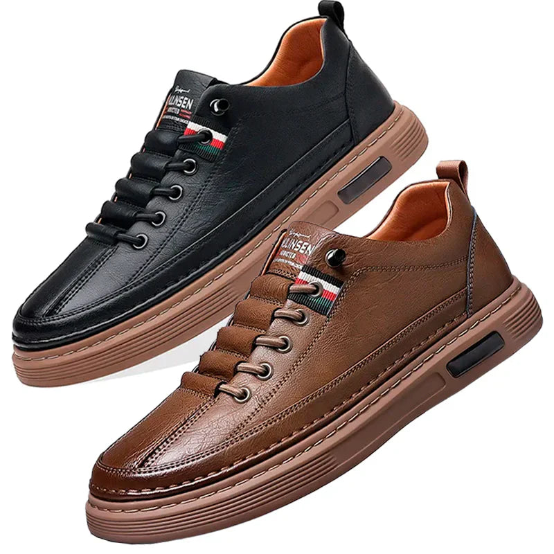 Tênis Casual Italian - de couro Legitimo + Relogio de Brinde
