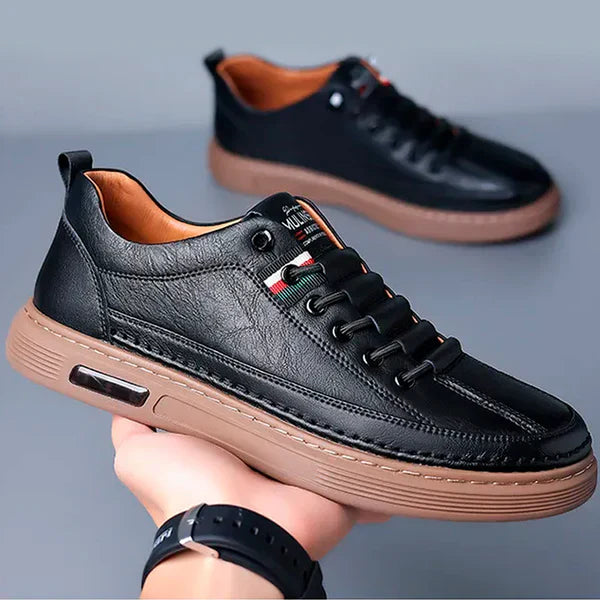 Tênis Casual Italian - de couro Legitimo + Relogio de Brinde