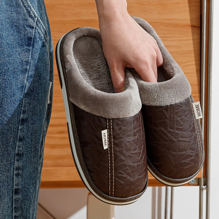 Pantufa de Couro com Forro em Algodão | Basicalle Relax