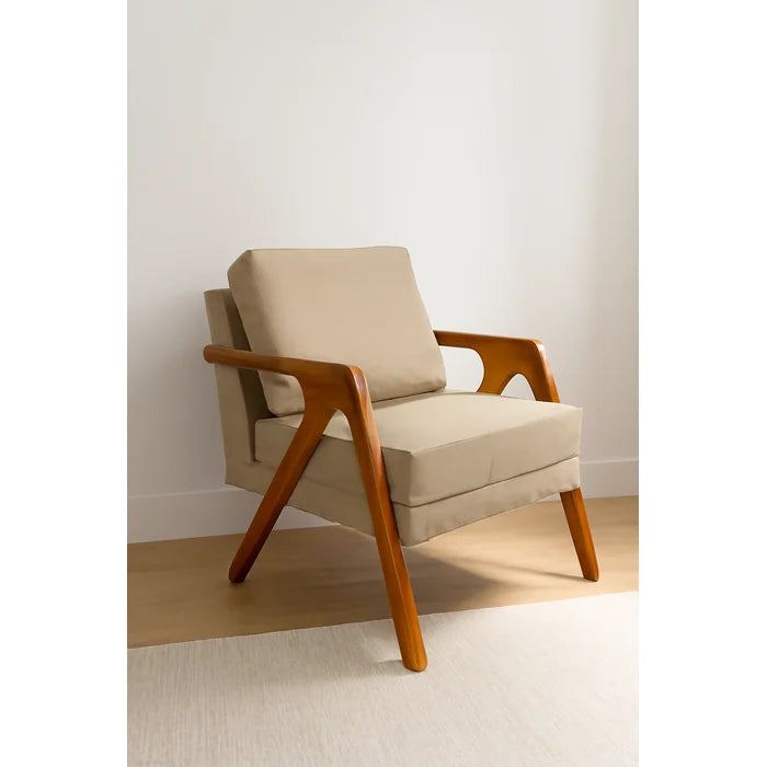 Kit 2 Poltronas Decorativas Luxo Linho Bege Claro