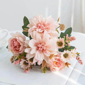Buquê de Flores Artificiais Dália e Margarida para Decoração - sem vaso