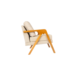 Kit 2 Poltronas Decorativas Luxo Linho Bege Claro