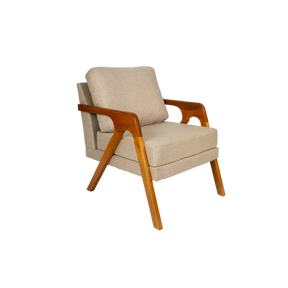 Kit 2 Poltronas Decorativas Luxo Linho Bege Claro