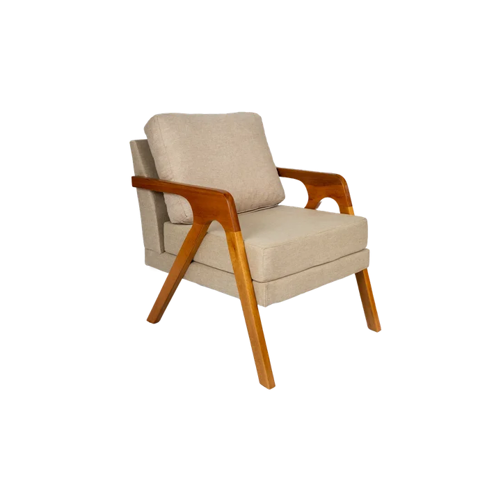 Kit 2 Poltronas Decorativas Luxo Linho Bege Claro