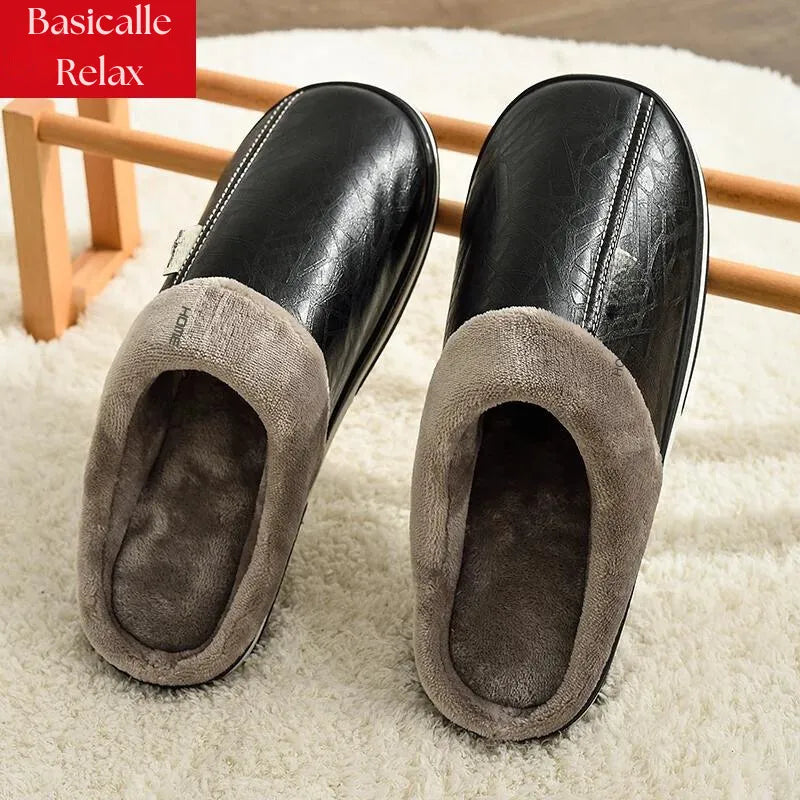 Pantufa de Couro com Forro em Algodão | Basicalle Relax