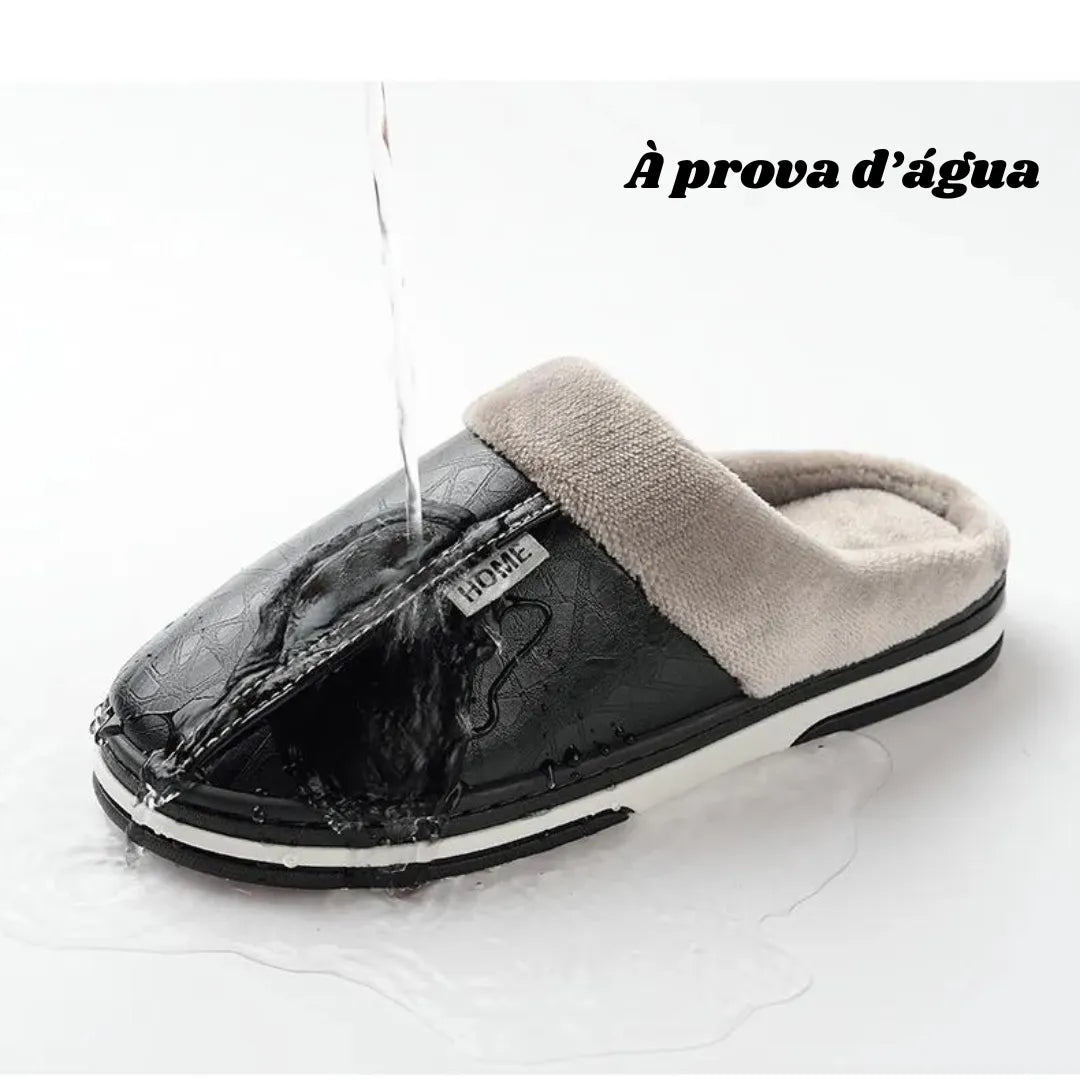 Pantufa de Couro com Forro em Algodão | Basicalle Relax