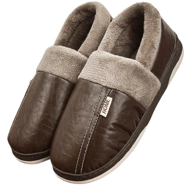 Pantufa de Couro com Forro em Algodão | Basicalle Home Marrom