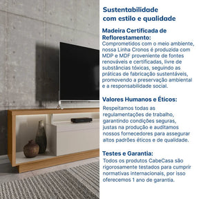 Rack para TV até 75 Polegadas 3 Portas 218cm Fita de LED