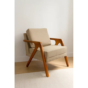 Kit 2 Poltronas Decorativas Luxo Linho Bege Claro
